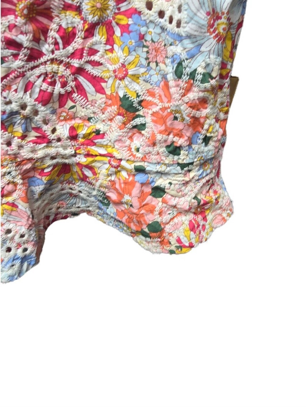 Solitaire Anthropologie Embroidered Eyelet Floral Top M Pink Sleeveless Sz.L - Picture 5 of 7